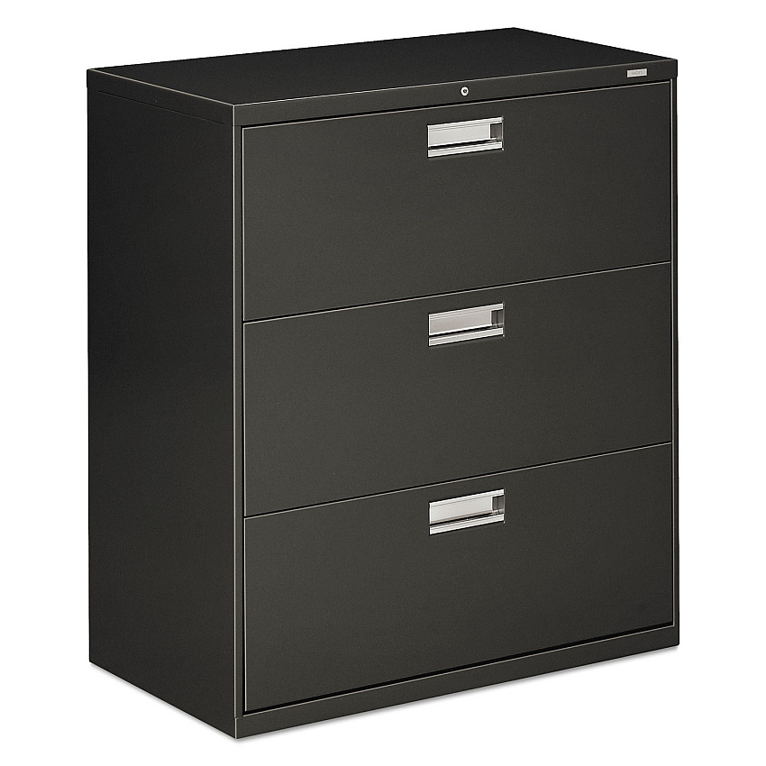 HON Brigade 600 Series Lateral File, 3 Legal/Letter-Size File Drawers, Charcoal, 36" x 18" x 39.13" (683LS)