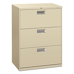 HON Brigade 600 Series Lateral File, 3 Legal/Letter-Size File Drawers, Putty, 30" x 18" x 39.13" (673LL)