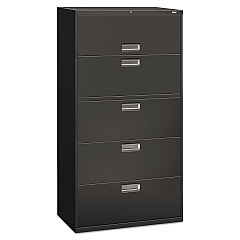 HON Brigade 600 Series Lateral File, 4 Legal/Letter-Size File Drawers, 1 Roll-Out File Shelf, Charcoal, 36" x 18" x 64.25" (685LS)