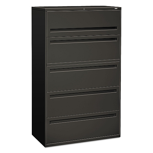 HON Brigade 700 Series Lateral File, 4 Legal/Letter-Size File Drawers, 1 File Shelf, 1 Post Shelf, Charcoal, 42" x 18" x 64.25" (795LS)