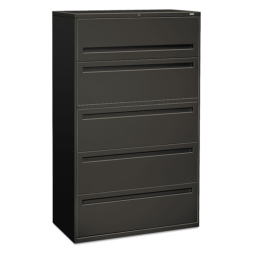 HON Brigade 700 Series Lateral File, 4 Legal/Letter-Size File Drawers, 1 File Shelf, 1 Post Shelf, Charcoal, 42" x 18" x 64.25" (795LS)