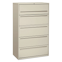 HON Brigade 700 Series Lateral File, 4 Legal/Letter-Size File Drawers, 1 File Shelf, 1 Post Shelf, Light Gray, 42" x 18" x 64.25" (795LQ)