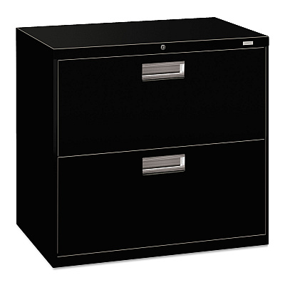 HON Brigade 600 Series Lateral File, 2 Legal/Letter-Size File Drawers, Black, 30" x 18" x 28" (672LP)