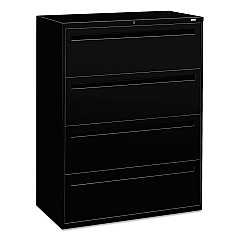 HON Brigade 700 Series Lateral File, 4 Legal/Letter-Size File Drawers, Black, 42" x 18" x 52.5" (794LP)