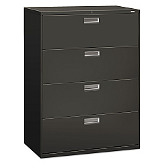 HON Brigade 600 Series Lateral File, 4 Legal/Letter-Size File Drawers, Charcoal, 42" x 18" x 52.5" (694LS)