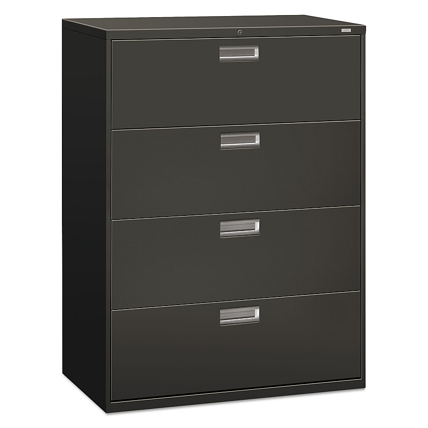 HON Brigade 600 Series Lateral File, 4 Legal/Letter-Size File Drawers, Charcoal, 42" x 18" x 52.5" (694LS)