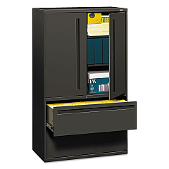 HON Brigade 700 Series Lateral File, Three-Shelf Enclosed Storage, 2 Legal/Letter-Size File Drawers, Charcoal, 42" x 18" x 64.25" (795LSS)