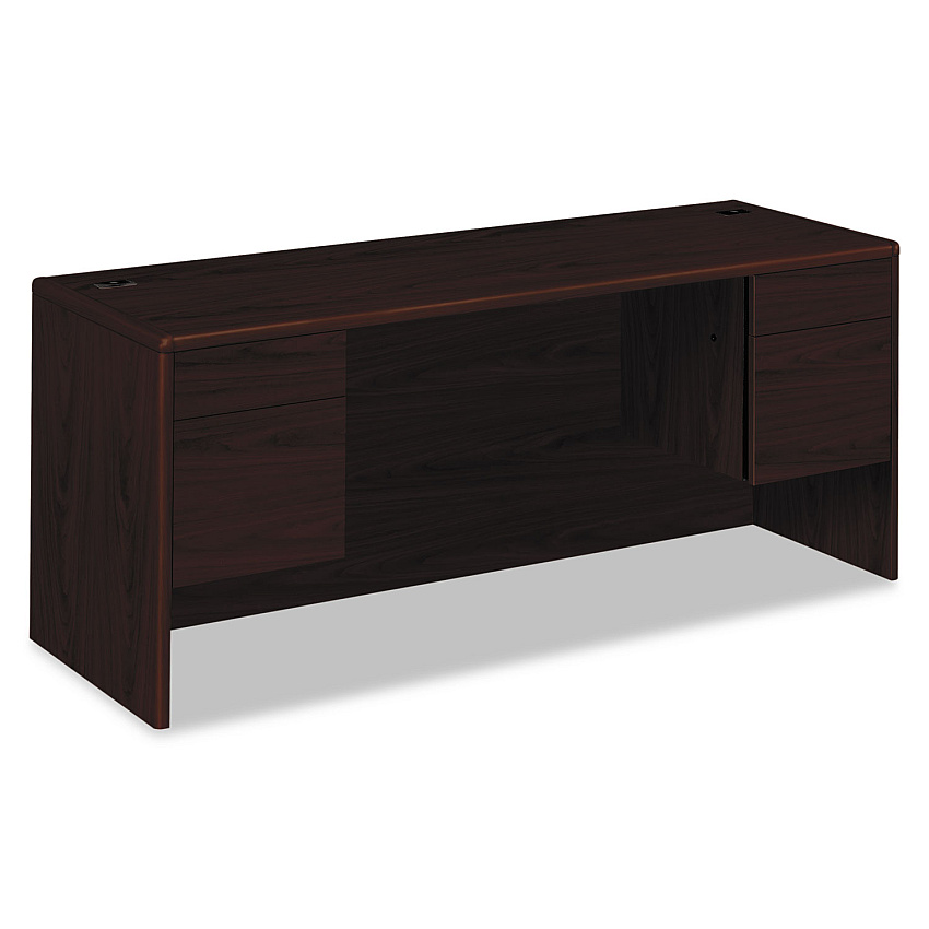 HON 10700 Kneespace Credenza, 3/4 Height Pedestals, 72w x 24d x 29.5h, Mahogany (10743NN)