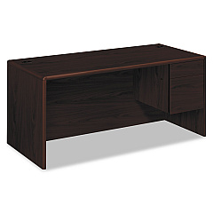 HON 10700 Series "L" Workstation Desk with Three-Quarter Height Pedestal on Right, 66" x 30" x 29.5", Mahogany (10783RNN)