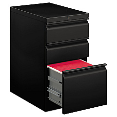 HON Brigade Mobile Pedestal with Pencil Tray Insert, Left or Right, 3-Drawers: Box/Box/File, Letter, Black, 15" x 22.88" x 28" (33723RP)