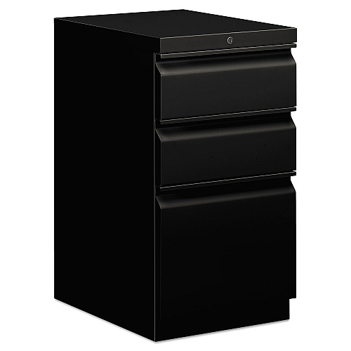 HON Brigade Mobile Pedestal with Pencil Tray Insert, Left or Right, 3-Drawers: Box/Box/File, Letter, Black, 15" x 19.88" x 28" (33720RP)