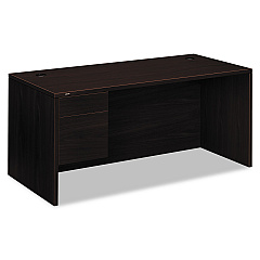 HON 10500 Series "L" Workstation Left Pedestal Desk, 66" x 30" x 29.5", Mahogany (10584LNN)