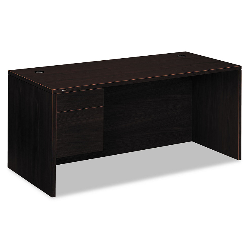 HON 10500 Series "L" Workstation Left Pedestal Desk, 66" x 30" x 29.5", Mahogany (10584LNN)