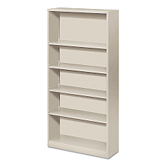 HON Metal Bookcase, Five-Shelf, 34.5w x 12.63d x 71h, Light Gray (S72ABCQ)