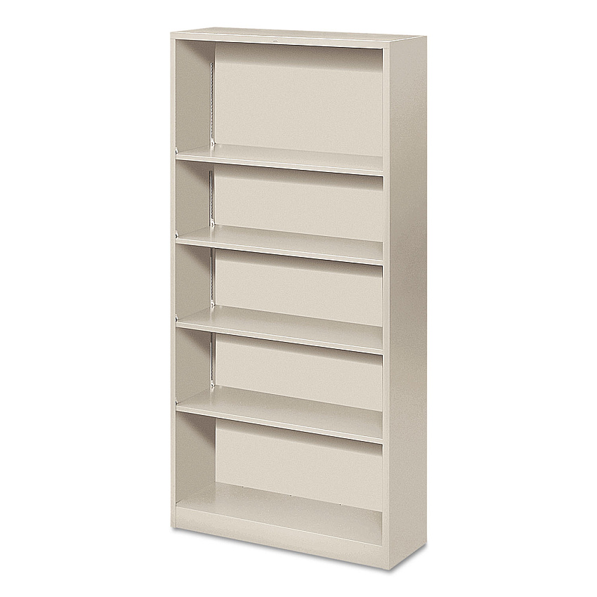 HON Metal Bookcase, Five-Shelf, 34.5w x 12.63d x 71h, Light Gray (S72ABCQ)