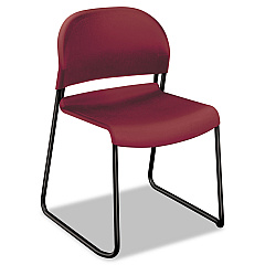 HON GuestStacker High Density Chairs, Supports Up to 300 lb, Mulberry Seat/Back, Black Base, 4/Carton (4031MBT)