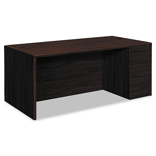 HON 10700 Series Single Pedestal Desk with Full-Height Pedestal on Right, 72" x 36" x 29.5", Mahogany (10787RNN)