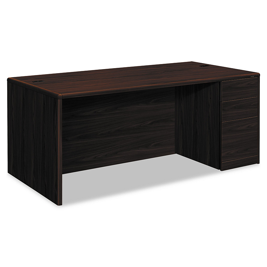 HON 10700 Series Single Pedestal Desk with Full-Height Pedestal on Right, 72" x 36" x 29.5", Mahogany (10787RNN)