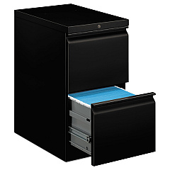 HON Brigade Mobile Pedestal, Left or Right, 2 Letter-Size File Drawers, Black, 15" x 22.88" x 28" (33823RP)