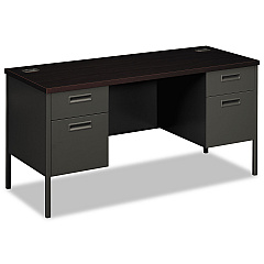 HON Metro Series Kneespace Credenza, 60w x 24d x 29.5h, Mahogany/Charcoal (P3231NS)