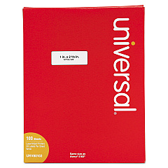 Universal White Labels, Inkjet/Laser Printers, 1 x 2.63, White, 30/Sheet, 100 Sheets/Box (80102)