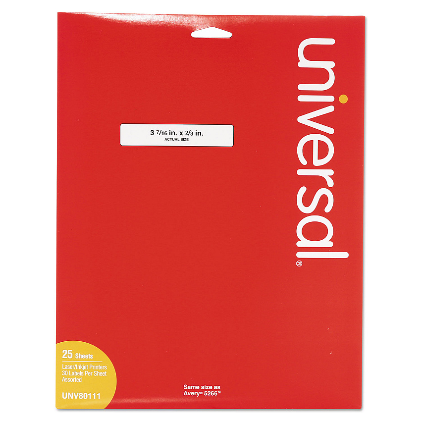 Universal Self-Adhesive Permanent File Folder Labels, 0.66 x 3.44, White with Assorted Color Borders