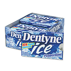 Dentyne Ice Sugarless Gum, Peppermint Flavor,16 Pieces/Pack, 9 Packs/Box (3125400)