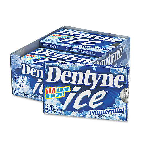 Dentyne Ice Sugarless Gum, Peppermint Flavor,16 Pieces/Pack, 9 Packs/Box (3125400)