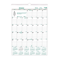 Brownline EcoLogix Monthly Wall Calendar, EcoLogix Artwork, 12 x 17, White/Green Sheets, 12-Month (Jan to Dec): 2025 (C171103)
