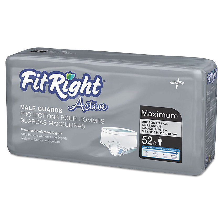 Medline FitRight Active Male Guards, 6" x 11", White, 52/Pack (MSCMG02)