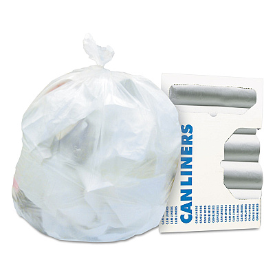 Heritage High-Density Waste Can Liners, 30 gal, 10 microns, 30" x 37", Natural, 500/Carton (Z6037MNR01)