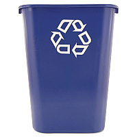 Rubbermaid Commercial Large Deskside Recycle Container with Symbol, Rectangular, Plastic, 41.25 qt, Blue (295773BE)