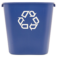 Rubbermaid Commercial Medium Deskside Recycling Container, Rectangular, Plastic, 28.13 qt, Blue (295673BE)