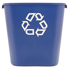 Rubbermaid Commercial Medium Deskside Recycling Container, Rectangular, Plastic, 28.13 qt, Blue (295673BE)
