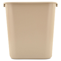 Rubbermaid Commercial Deskside Plastic Wastebasket, Rectangular, 7 gal, Beige (295600BG)
