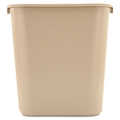 Rubbermaid Commercial Deskside Plastic Wastebasket, Rectangular, 7 gal, Beige (295600BG)