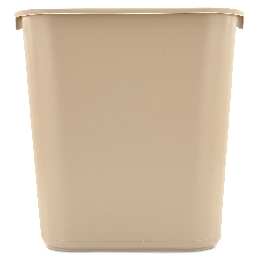 Rubbermaid Commercial Deskside Plastic Wastebasket, Rectangular, 7 gal, Beige (295600BG)