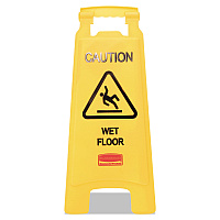 Rubbermaid Commercial Caution Wet Floor Sign, 11 x 12 x 25, Bright Yellow (611277YW)