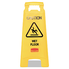 Rubbermaid Commercial Caution Wet Floor Sign, 11 x 12 x 25, Bright Yellow (611277YW)