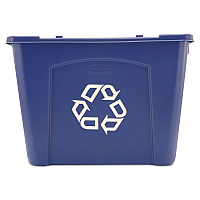 Rubbermaid Commercial Stacking Recycle Bin, Rectangular, Polyethylene, 14 gal, Blue (571473BE)