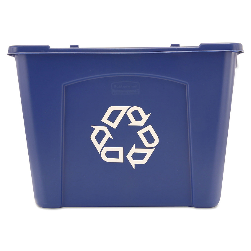 Rubbermaid Commercial Stacking Recycle Bin, Rectangular, Polyethylene, 14 gal, Blue (571473BE)