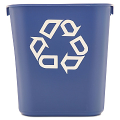 Rubbermaid Commercial Small Deskside Recycling Container, Rectangular, Plastic, 13.63 qt, Blue (295573BE)