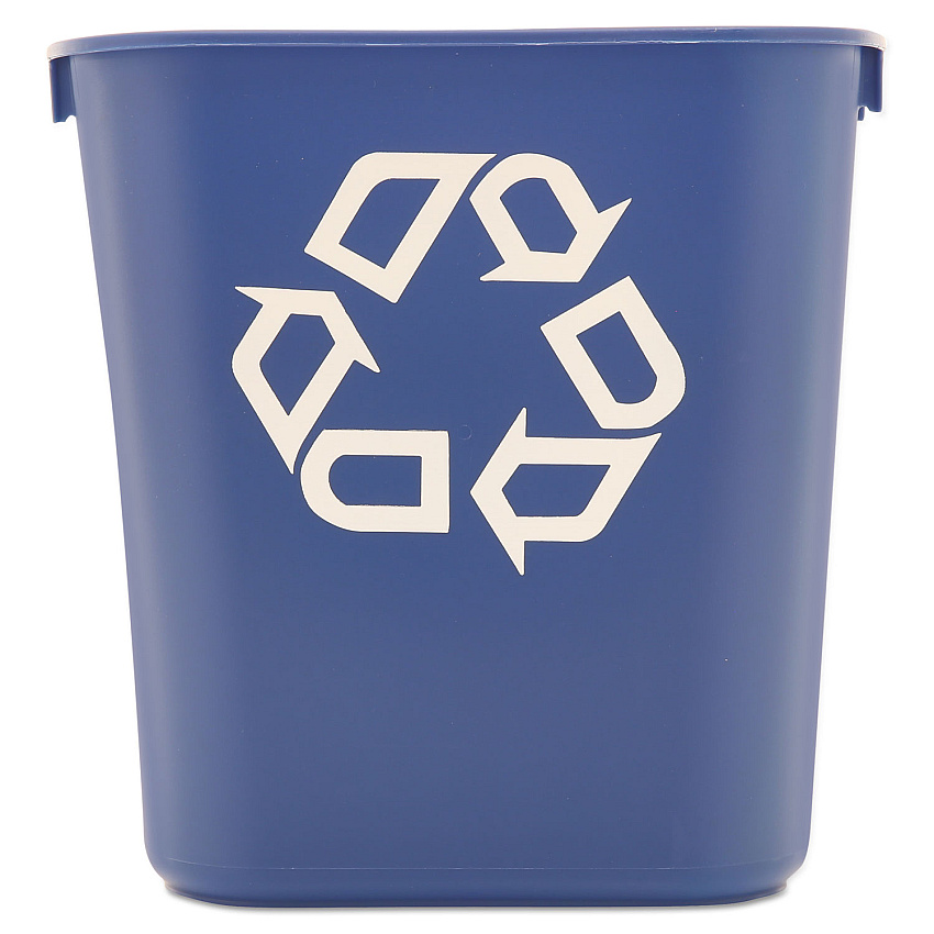 Rubbermaid Commercial Small Deskside Recycling Container, Rectangular, Plastic, 13.63 qt, Blue (295573BE)