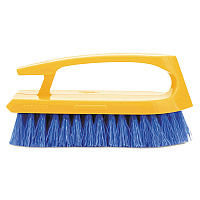 Rubbermaid Commercial Iron-Shaped Handle Scrub Brush, Blue Polypropylene Bristles, 6" Brush, 6" Yellow Plastic Handle (6482COB)
