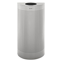Rubbermaid Commercial Designer Line Silhouettes Receptacle, Half-Round, Steel, 12 gal, Silver Metallic (SH12EPLSM)