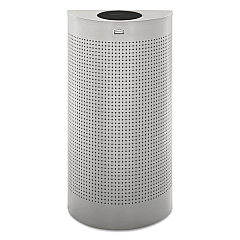 Rubbermaid Commercial Designer Line Silhouettes Receptacle, Half-Round, Steel, 12 gal, Silver Metallic (SH12EPLSM)