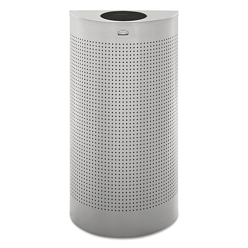 Rubbermaid Commercial Designer Line Silhouettes Receptacle, Half-Round, Steel, 12 gal, Silver Metallic (SH12EPLSM)