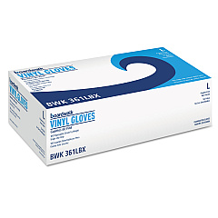 Boardwalk Exam Vinyl Gloves, Powder/Latex-Free, 3 3/5 mil, Clear, Large, 100/Box (BWK361LBX)