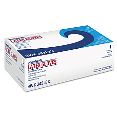 Boardwalk General-Purpose Latex Gloves, Powder-Free, 4.4 mil, Large, Natural, 100/Box (BWK345LBX)
