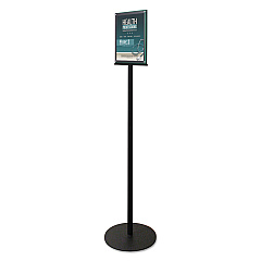Deflecto Double-Sided Magnetic Sign Display, 8.5 x 11 Insert, 56" Tall, Clear/Black (692056)